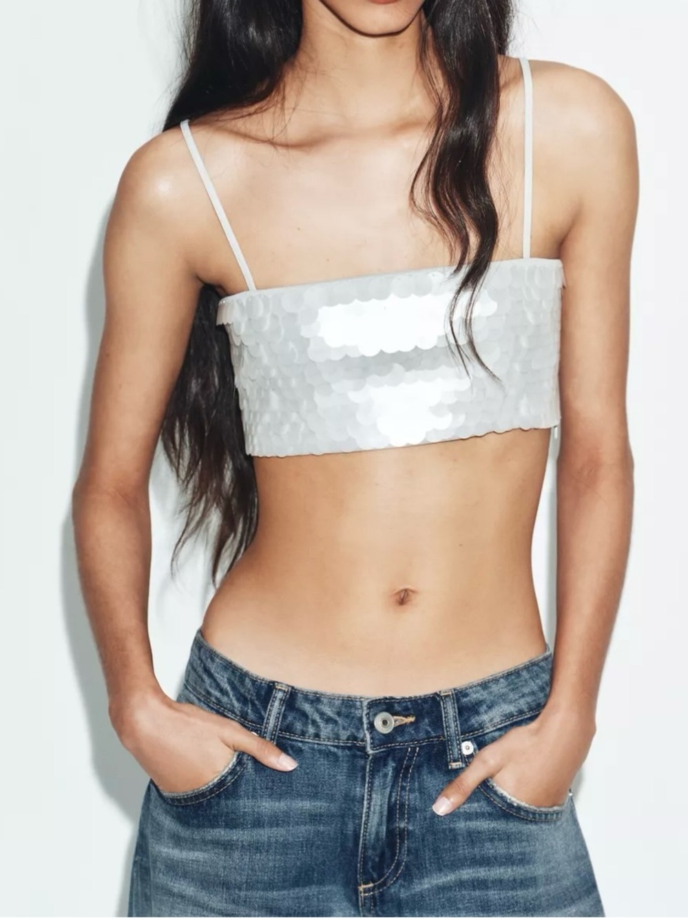 NWT ZARA SEQUIN CROP TOP